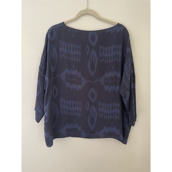 Brochu Walker blue okay boxy short sleeve blouse top size L relaxed - Picture 2 of 8